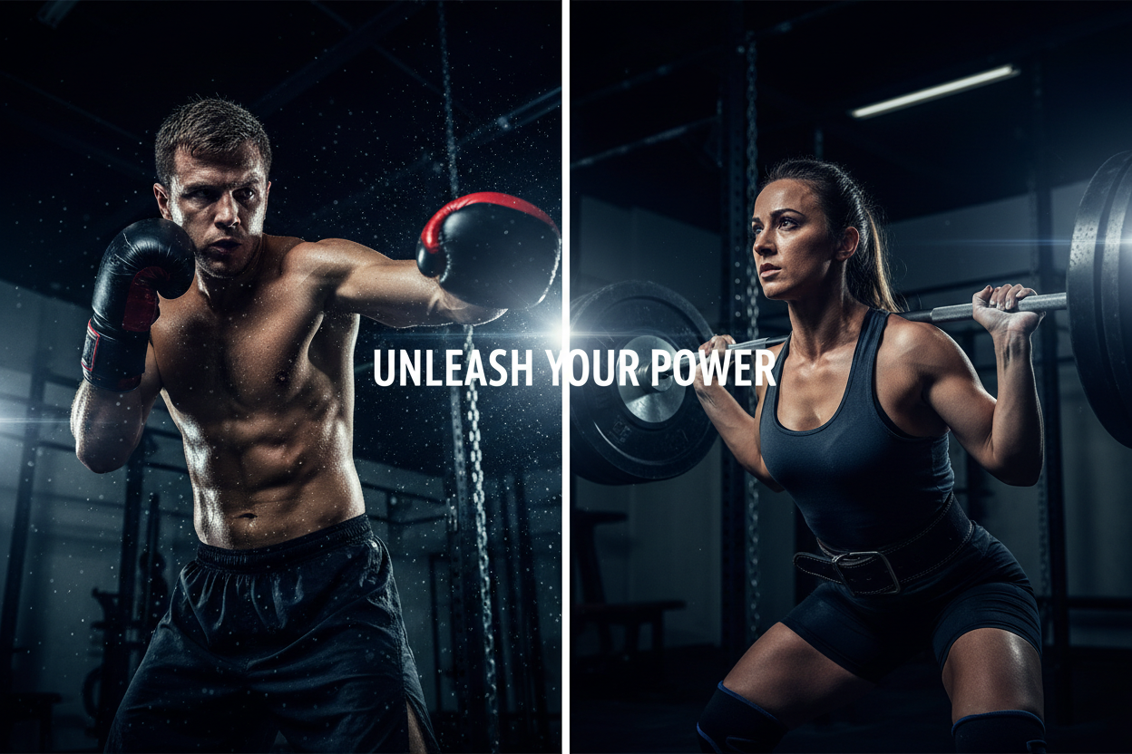 PERO MAS NEGRO Y MAS FOTO DE PORTADA, UN DEPORTISTA BOXEANDO Y UNA CHICA HACIENDO HALTEROFILIA