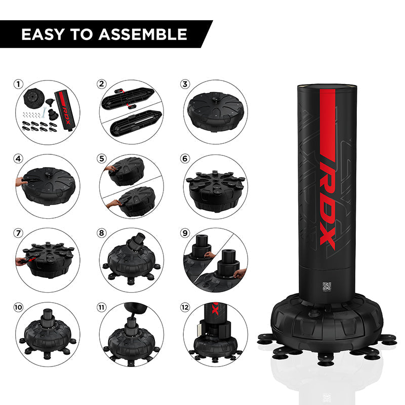 Saco de Boxeo de pie RDX 182 CM con base KARA Rojo - Redglove 