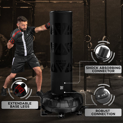 RDX KT Ronin 6ft 2-in-1 Black Free Standing Target Punch Bags With Mitts Set#color_black
