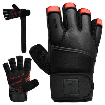 Guantes de Gimnasio RDX L7 de Cuero – Agarre Antideslizante y Sujeción de Muñeca - Redglove 